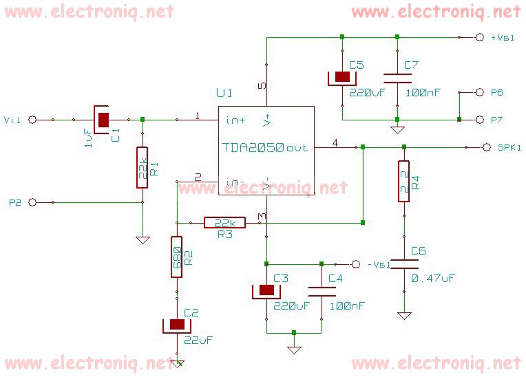 TDA2050 high fi audio power amplifier circuit diagram