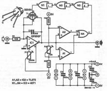 Voltage controlled oscillator circuit diagram designed with OP80