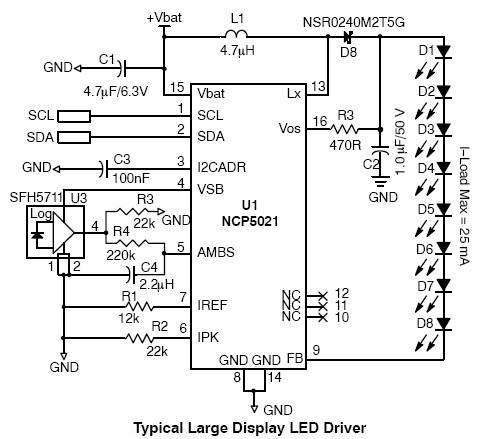 NCP5021 voltage white driver circuit