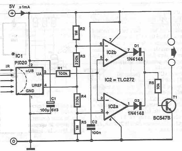 Infrared detector electronic circuit project using PID20